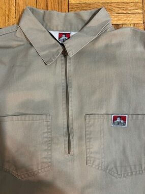 Ben Davis Tan Zip-Front Work Jacket with Chest Pockets